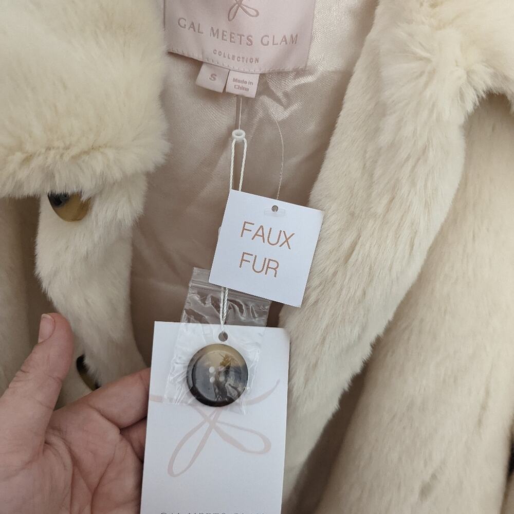 NEW Women's Gal Meets Glam Ivory Faux Fur Paulina Jacket Size Small - Picture 5 of 5